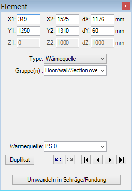 Elementeigenschaften einer Wrmequelle in  einer Wrmebrcke