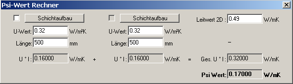 Psi Wert Rechner zur Berechnung des Wrmebrcken Korrekturfaktors